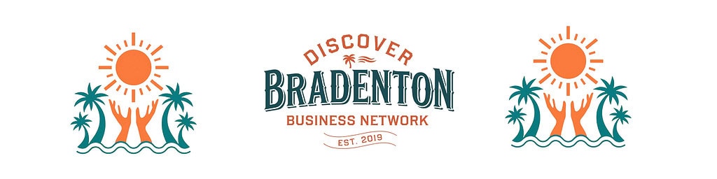 Discover Bradenton Business Network logo with sun and palms.